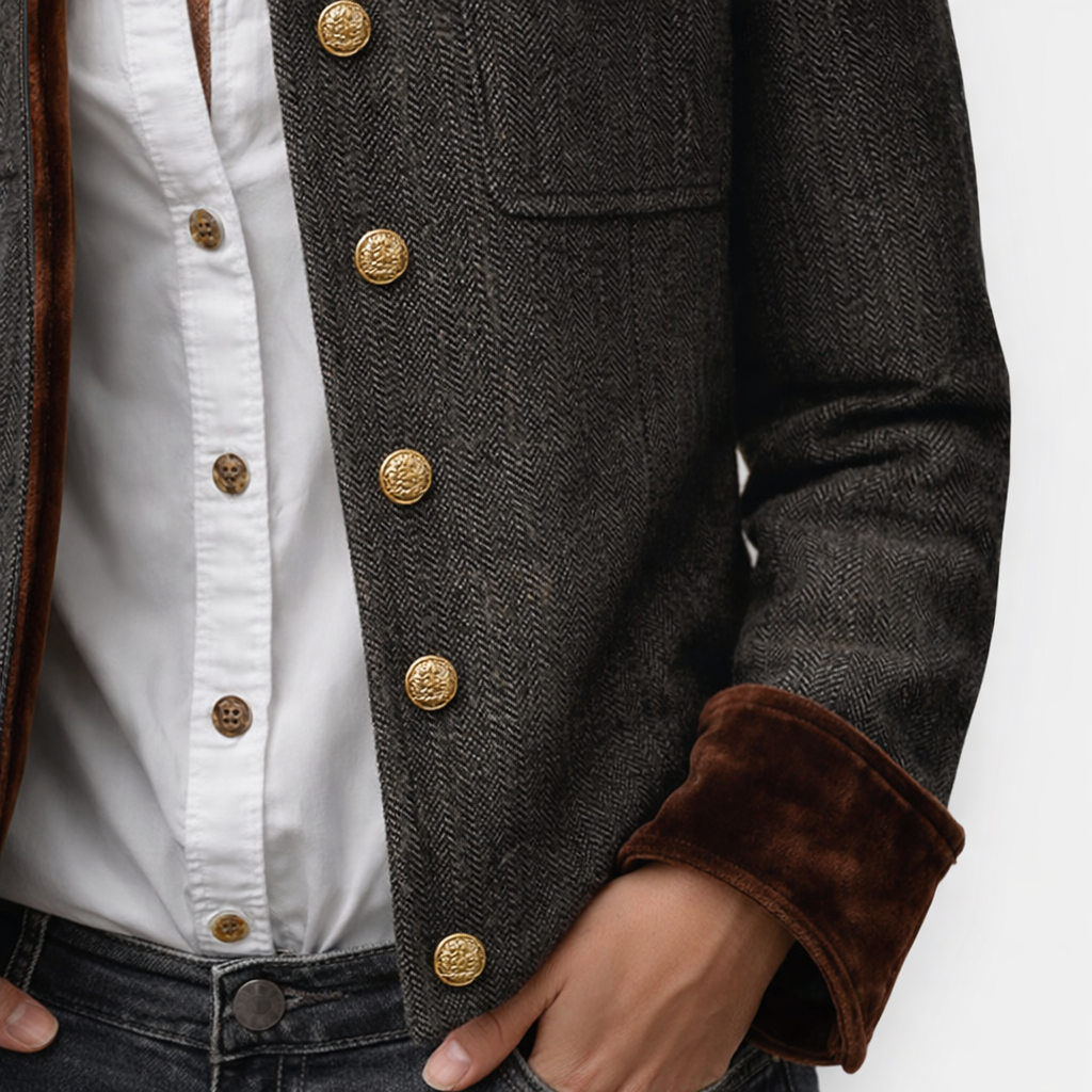Tweed-Jacke mit Samtbesatz Damen
