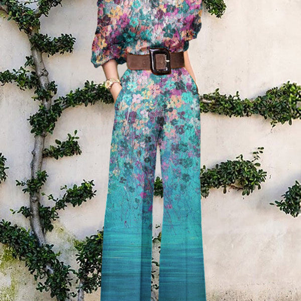 Nova - künstlerischer Jumpsuit - Ozeanblüten-Verlauf - Jumpsuit - Concept Fashionlab Boutique