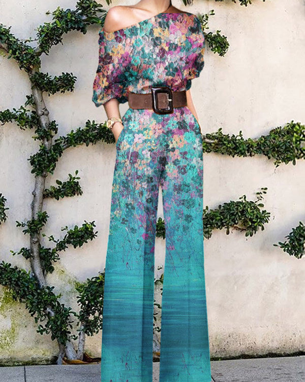 Nova - künstlerischer Jumpsuit - Ozeanblüten-Verlauf - Jumpsuit - Concept Fashionlab Boutique