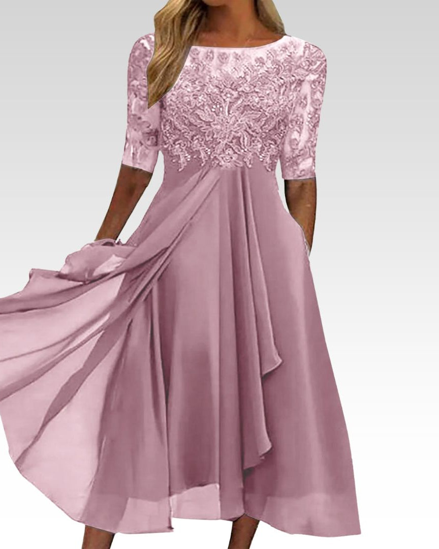 Zaria – Das schmeichelhafte Spitzen-Midikleid - Rosa - - Cow Clothing