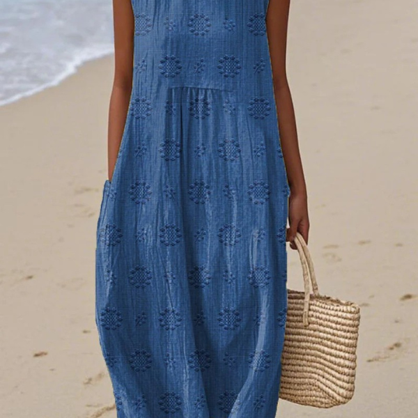 Cara | Bequemes Midikleid - Blau - - Cow Clothing