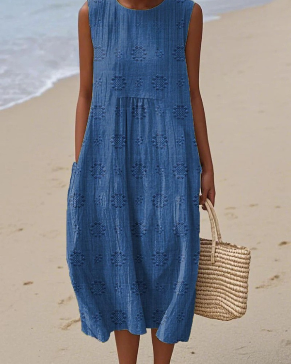 Cara | Bequemes Midikleid - Blau - - Cow Clothing