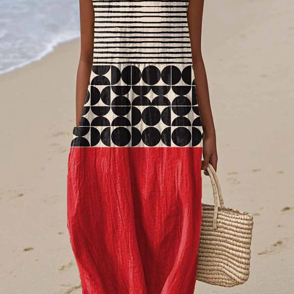 Cara | Bequemes Midikleid - Rot - - Cow Clothing