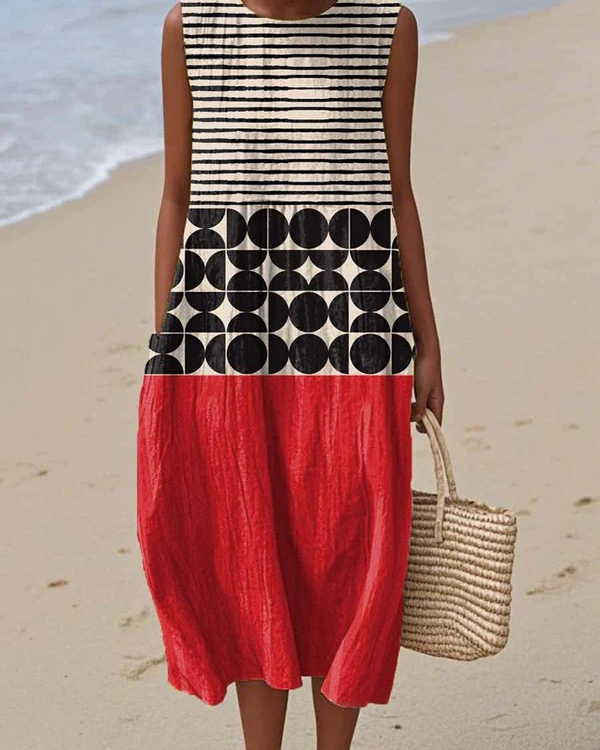 Cara | Bequemes Midikleid - Rot - - Cow Clothing