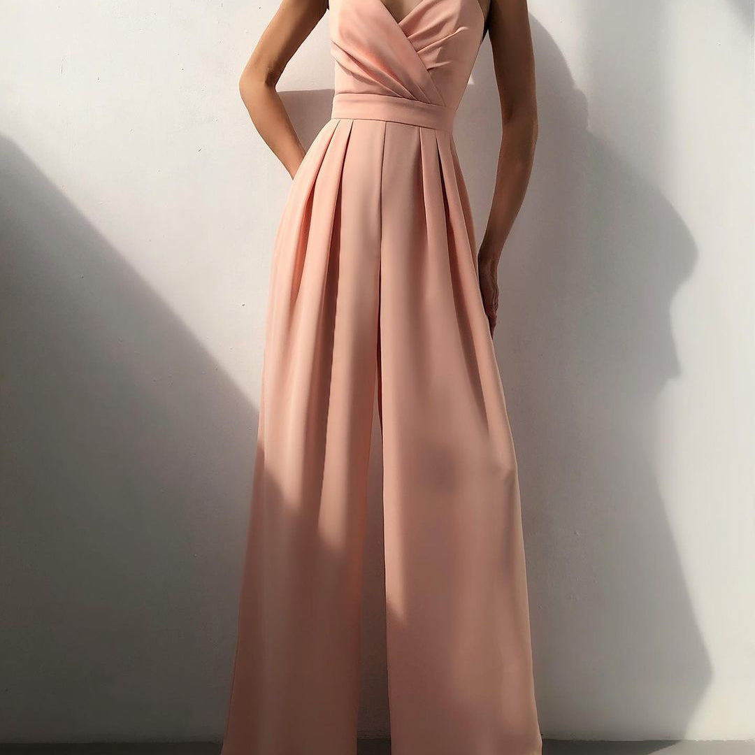 Livia - Spaghettiträger-Jumpsuit mit weitem Bein - Rosa - Jumpsuit - Concept Fashionlab Boutique
