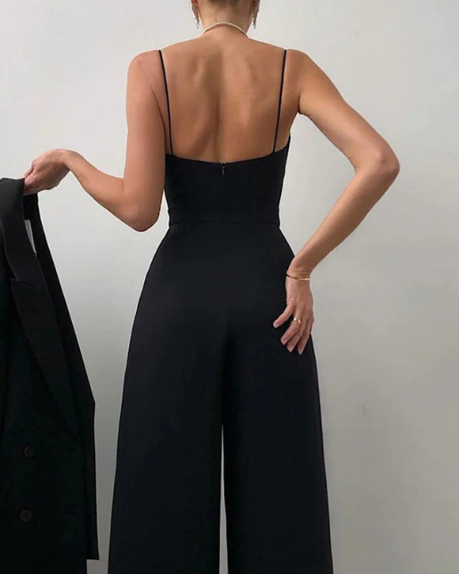 Livia - Spaghettiträger-Jumpsuit mit weitem Bein - - Jumpsuit - Concept Fashionlab Boutique