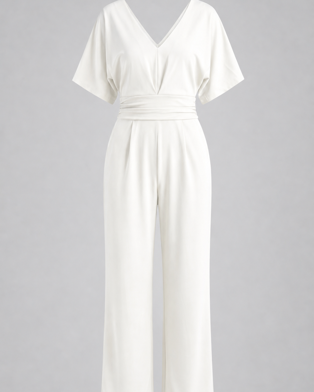 Lena - Eleganter V-Ausschnitt-Jumpsuit - Weiß - Jumpsuit - Concept Fashionlab Boutique