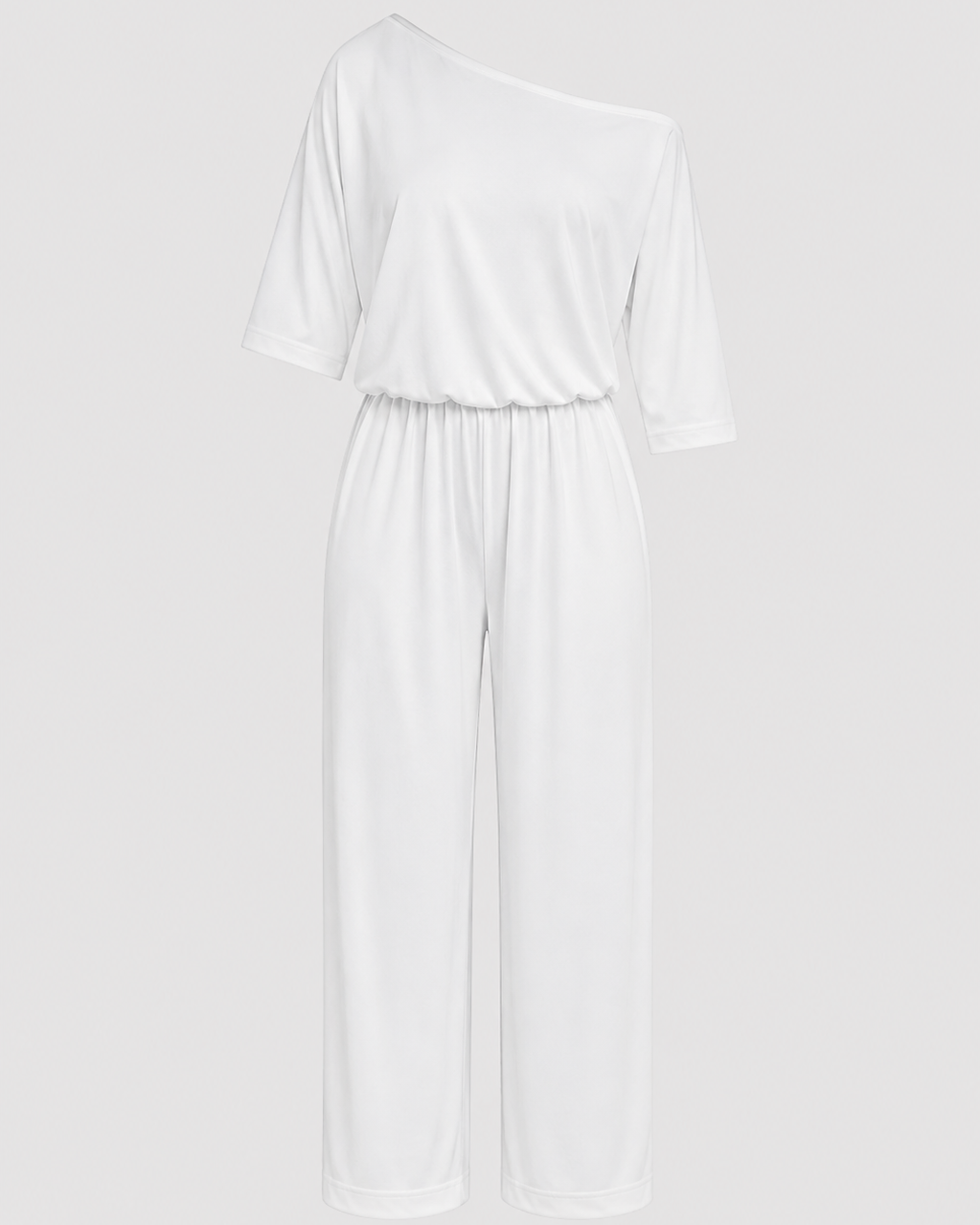 Lydia | Damen-Chic Frühlings-Jumpsuit mit einer einseitigen Schulter - Weiß - Jumpsuit - Concept Fashionlab