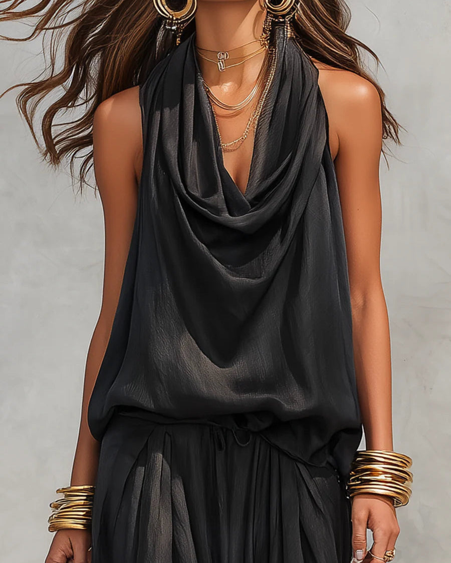 Serena Neckholder-Top und Plisseehose Set - - Matching Sets - Cow Clothing
