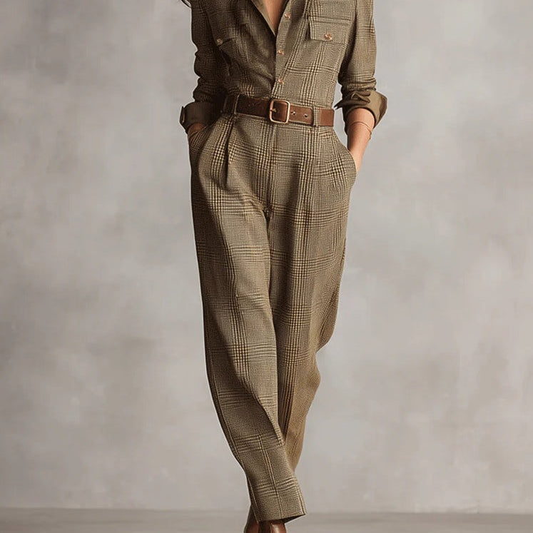 Corenne - Raffinierter Karo-Jumpsuit für mühelosen Stil Damen