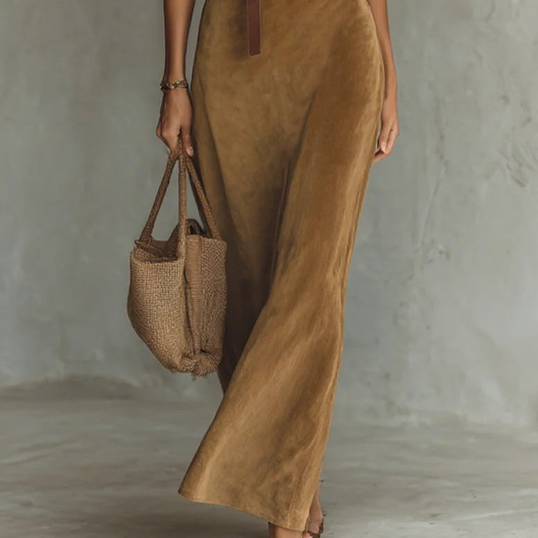 Damen Célianne - Chic Wildleder Maxi-Kleid mit zeitloser Eleganz