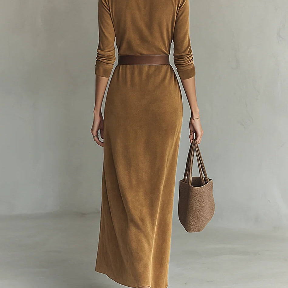 Damen Célianne - Chic Wildleder Maxi-Kleid mit zeitloser Eleganz