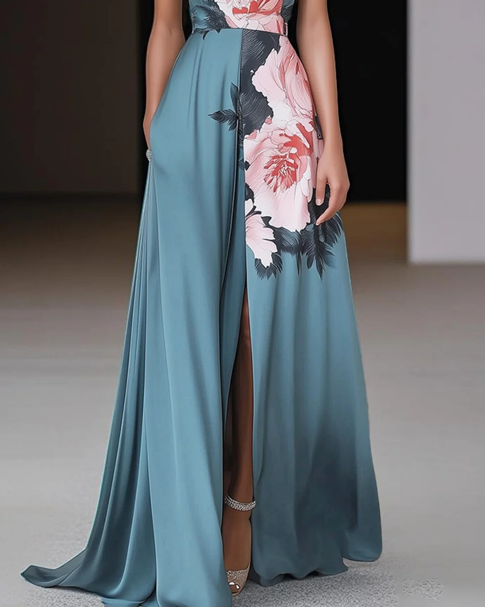 Elegantes Maxikleid mit Blumenmuster - - Floral Pattern Maxi Dress - Concept Fashionlab