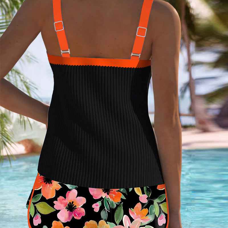 Maren Blütenprint Badeanzug-Tanktop mit passendem Boxer-Unterteil