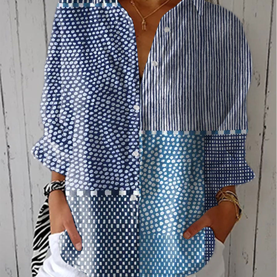 Fiora | Ozean Patchwork Bluse