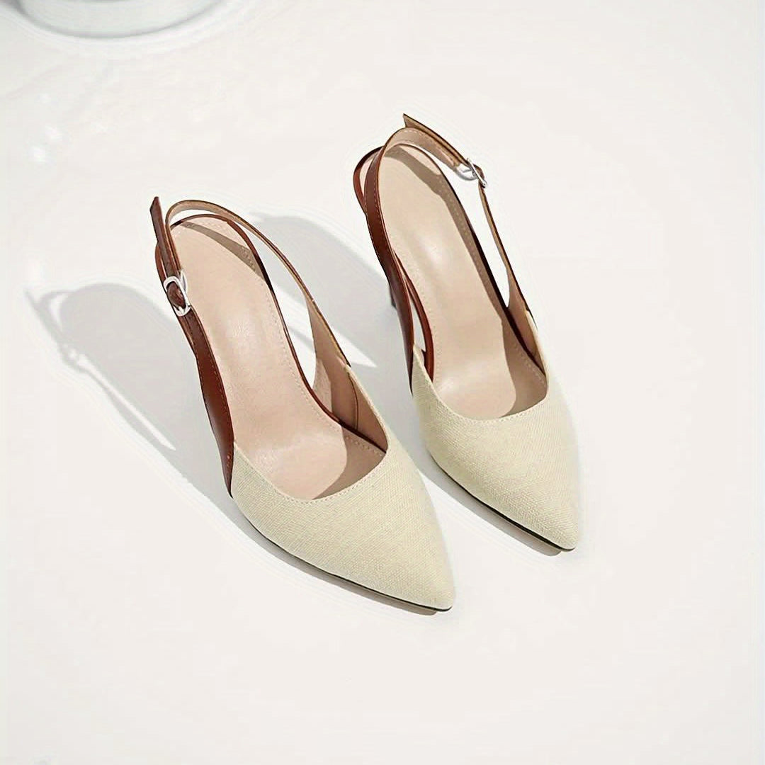 Amélie: Mutiger Kontrast-Slingback-Pumps Damen - Dunkelbraun - Damen > Heels - Concept Fashionlab