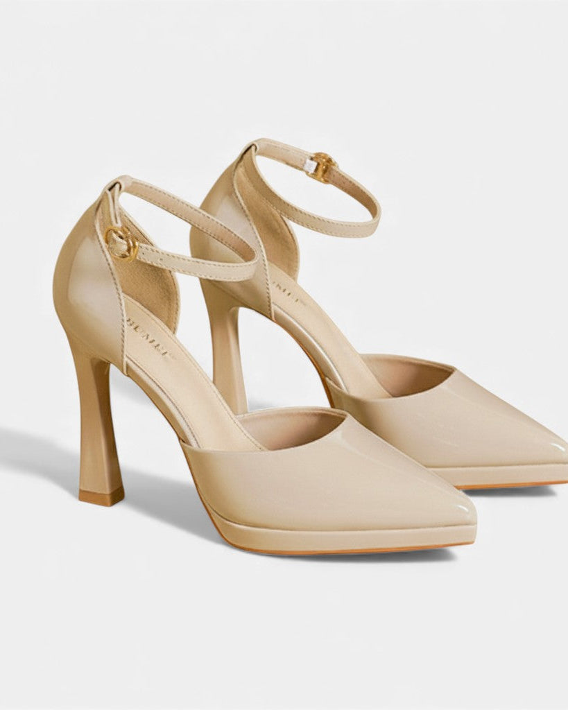 Damen Evette Leder-Pumps - Elegante Pumps aus Leder für den Alltag - Beige - Damen > Sandalen > Absatz - Concept Fashionlab