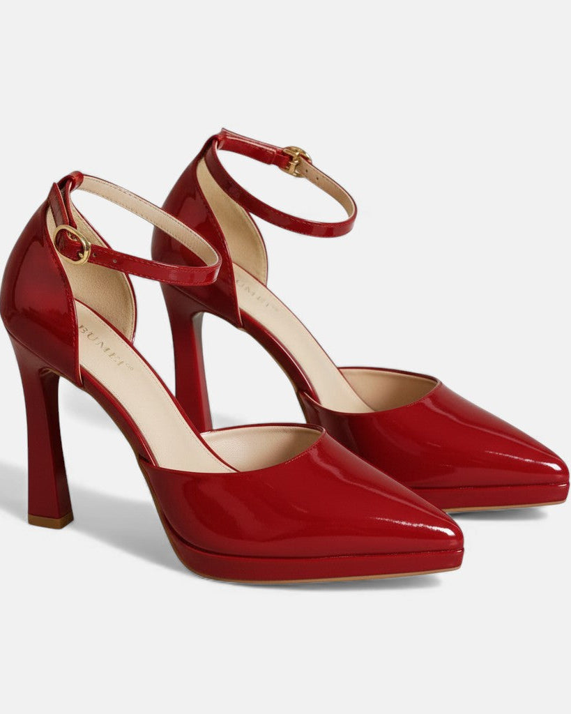 Damen Evette Leder-Pumps - Elegante Pumps aus Leder für den Alltag - Rot - Damen > Sandalen > Absatz - Concept Fashionlab
