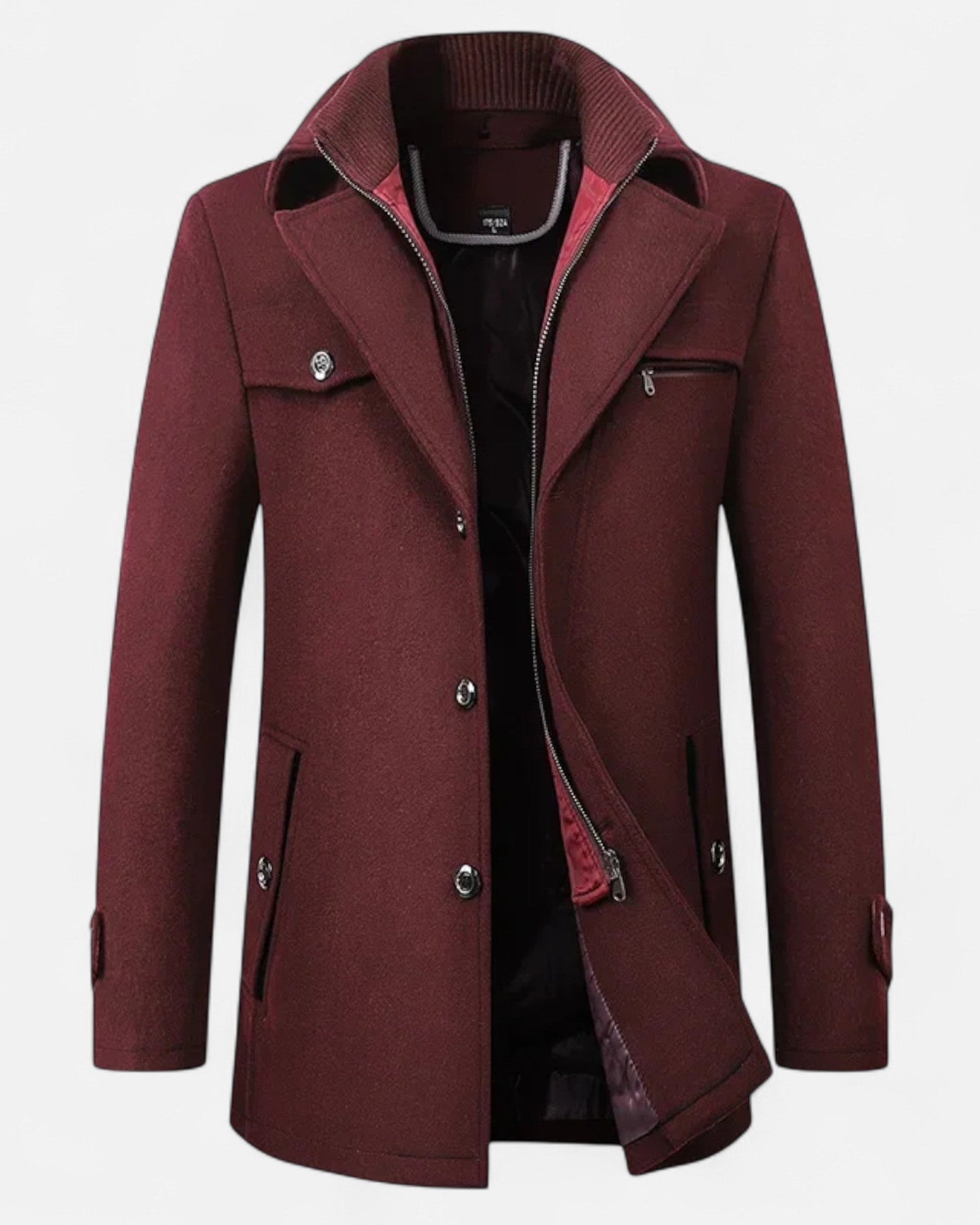Eleganter Herren Woll-Trenchcoat – Doppelkragen & Reißverschluss - - Men > Coats - Ancienne Monde