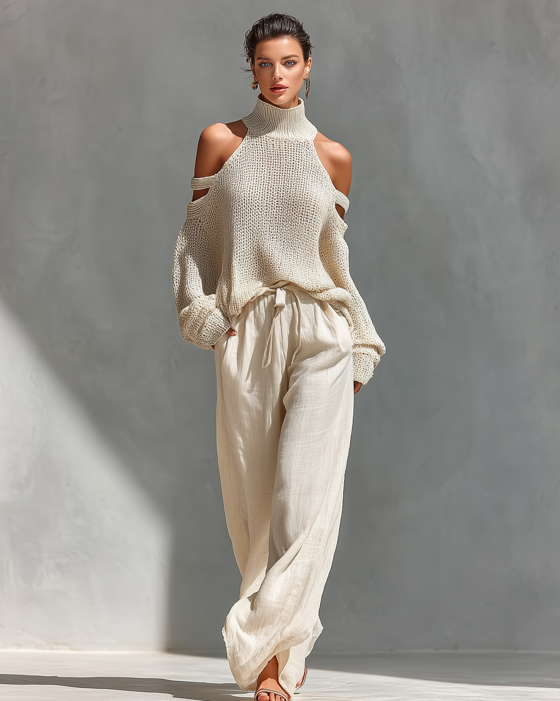 Liora | Gestricktes Cold-Shoulder-Set - - Set - Cow Clothing