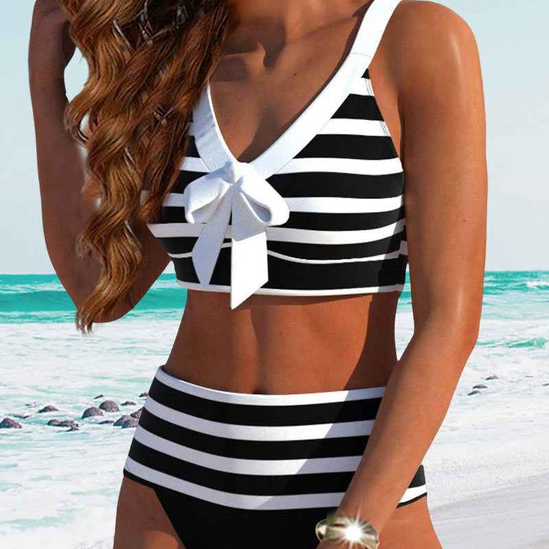 Muse® | Gestreifter Bikini mit hohem Bund