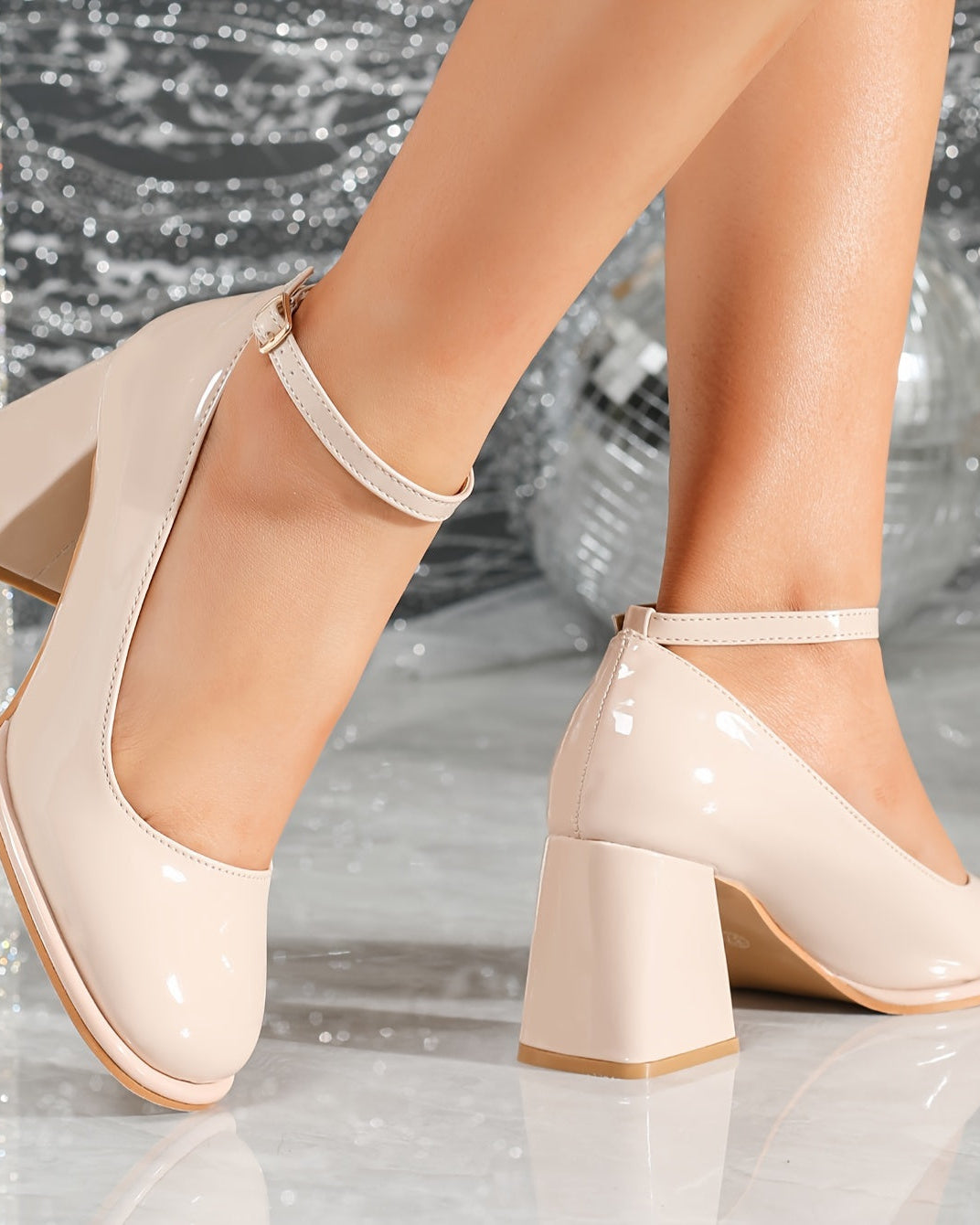 Damen Celeste Patentleder-Riemchenpumps – Schlanker, glänzender - - Damen > Sandalen > Absatz - Concept Fashionlab