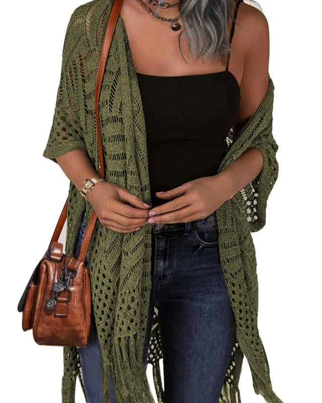 Cozy Summer Hollow-Out Tassel Outerwear - Purple One Size - Outerwear - Concept Fashionlab