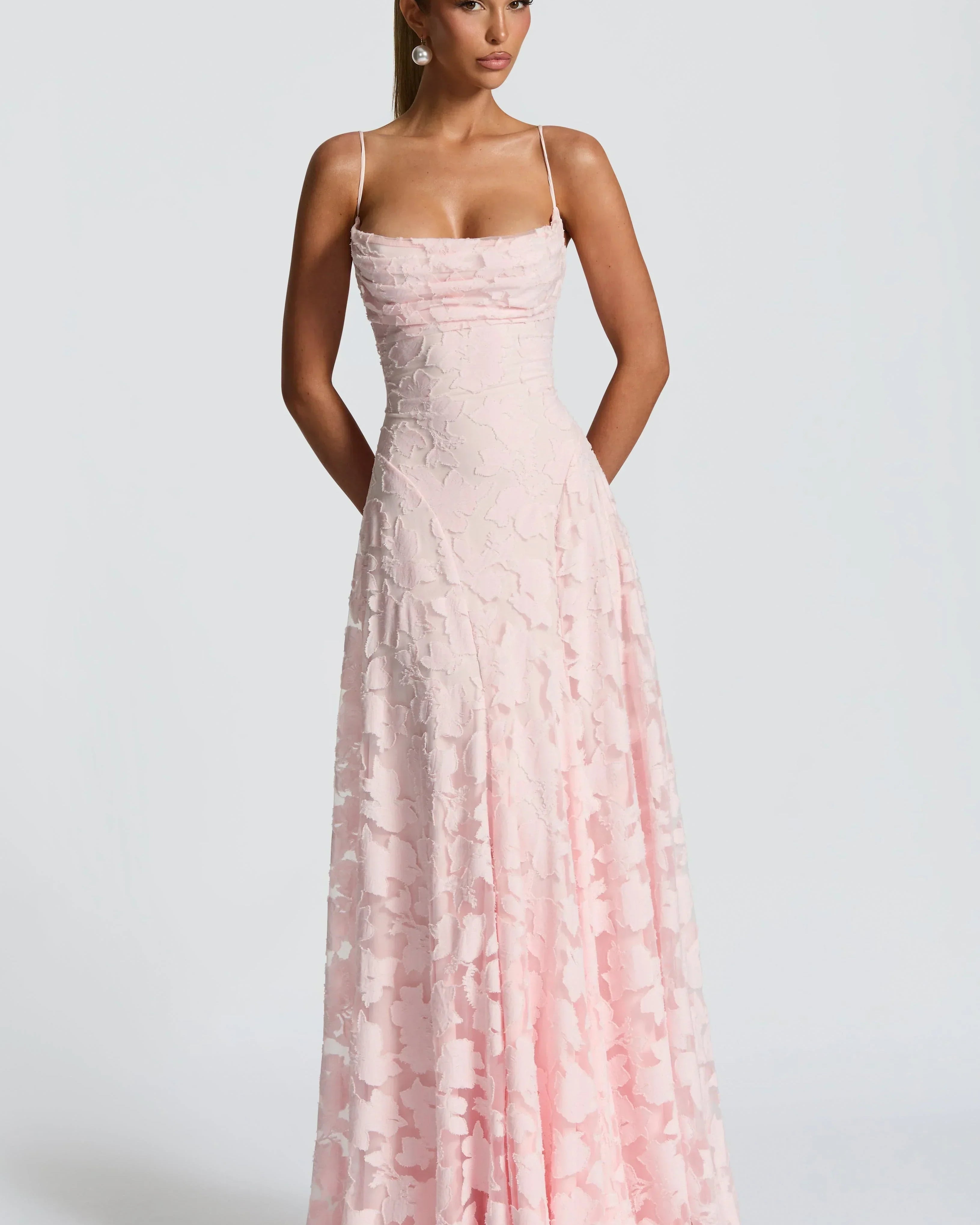 Aveline |Elegant Lace Corset Maxi Dress - Glamorous Evening Gown - Cherry Lacquer - Maxi Dress - Concept Fashionlab