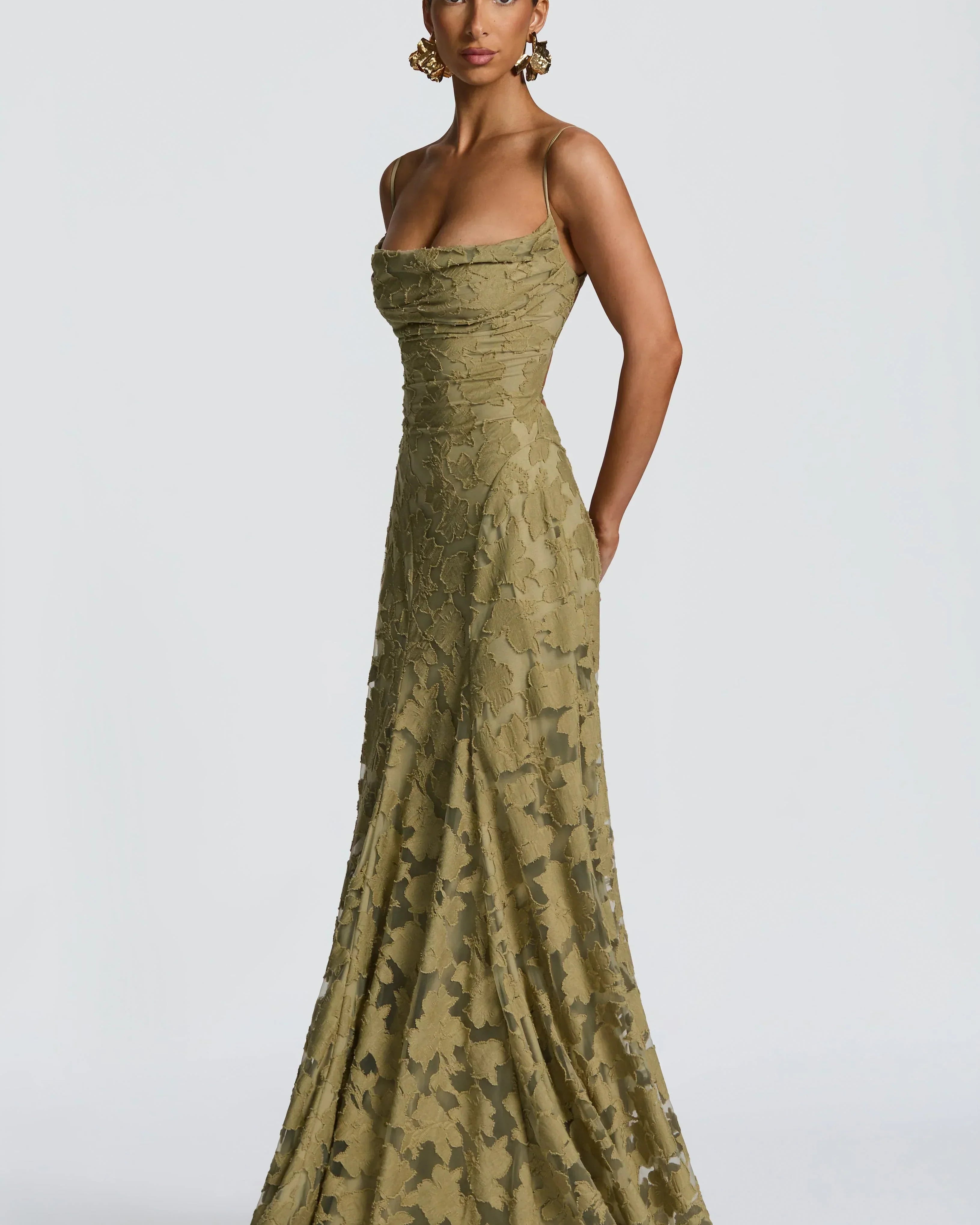 Aveline |Elegant Lace Corset Maxi Dress - Glamorous Evening Gown - Sage - Maxi Dress - Concept Fashionlab
