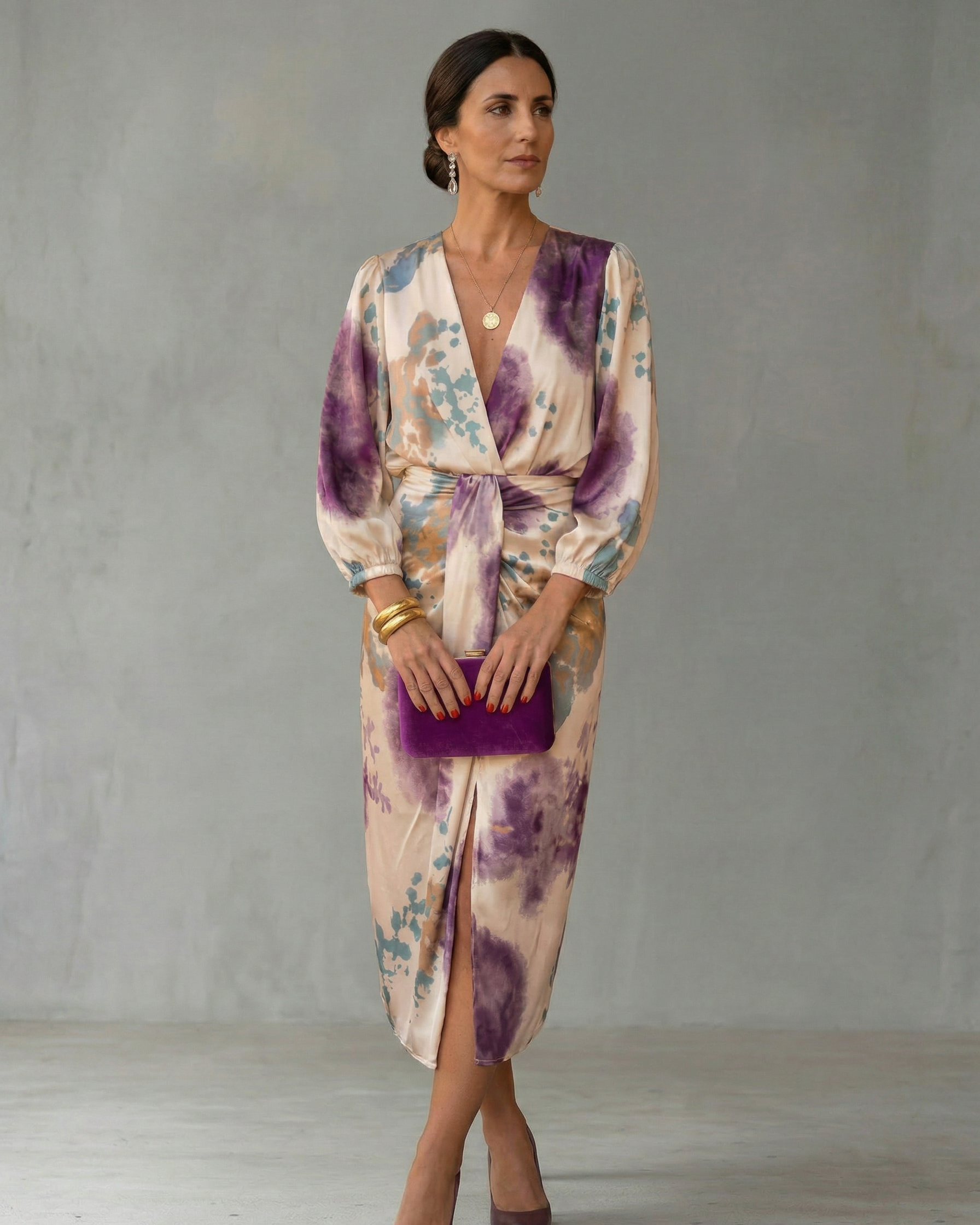 Valeria – Elegantes Kleid mit V-Ausschnitt - - - DUUWE