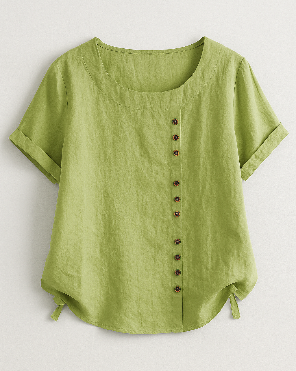 Women's Linen Button-Front Blouse - Lightweight, Breathable and Elegant - Mint green - Blouse - Concept Fashionlab