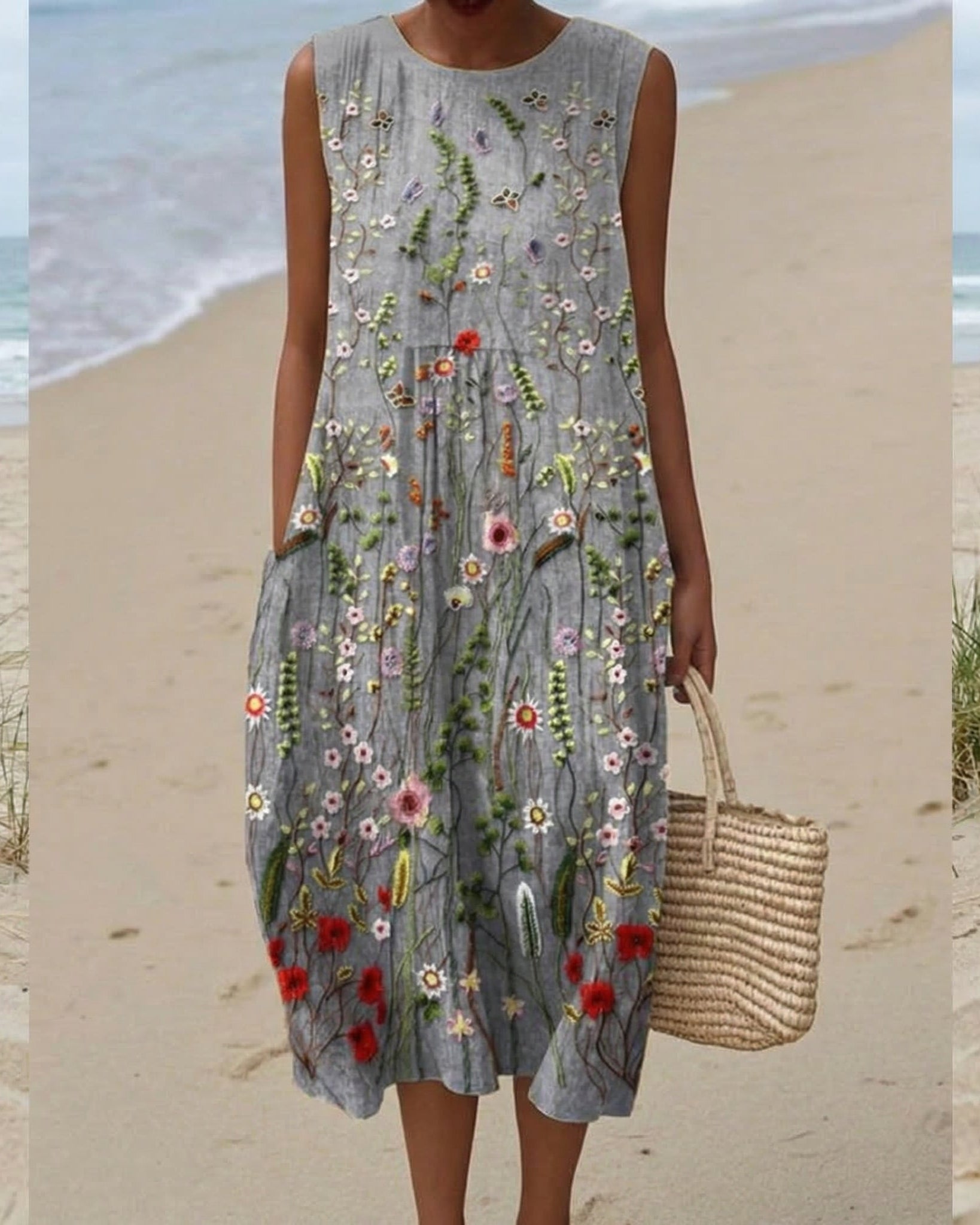 Cara | Bequemes Midikleid - Dunkelgrau - - Cow Clothing