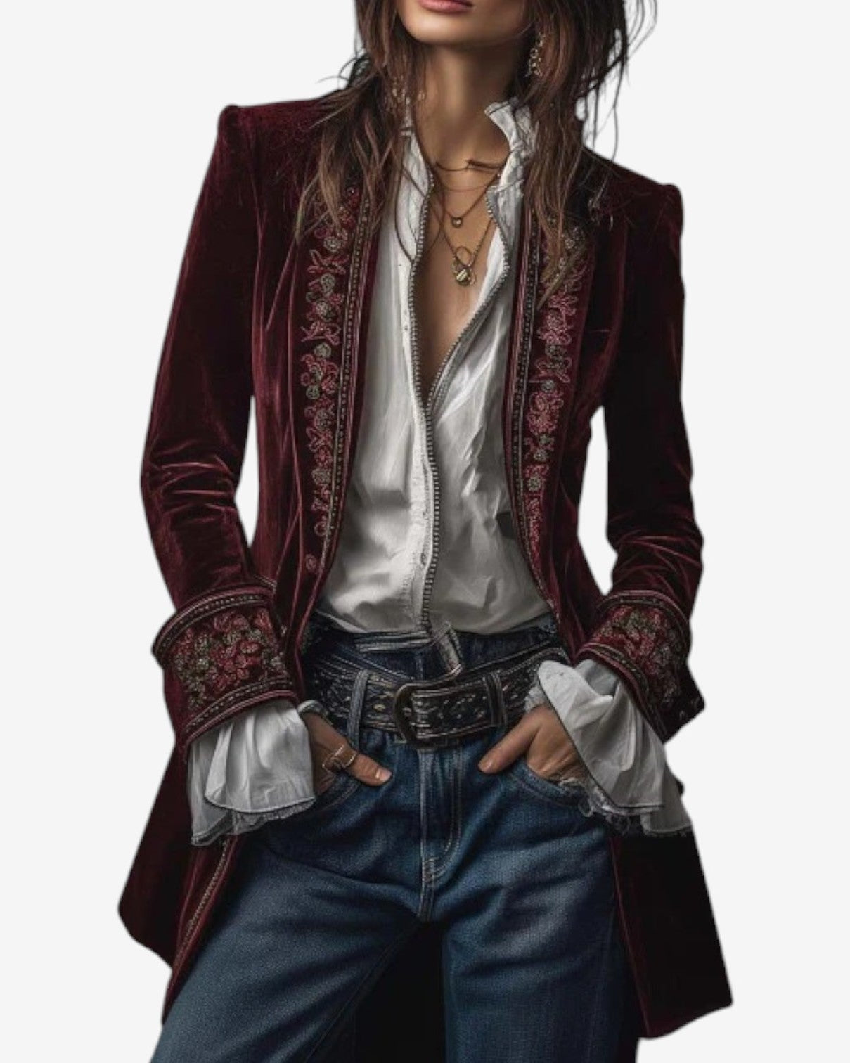 Quinlaya eleganter taillierter Blazer Damen - Burgunderrot - Damen > Kleider - Concept Fashionlab