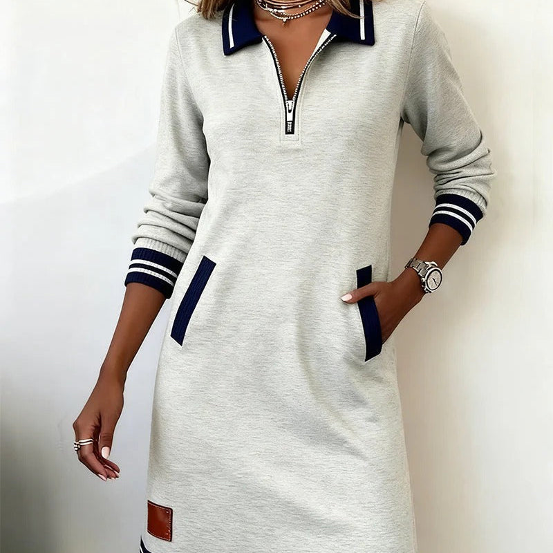Damen Elegantes Langarmkleid aus Baumwolle