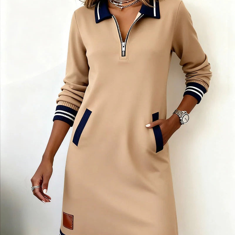 Damen Elegantes Langarmkleid aus Baumwolle