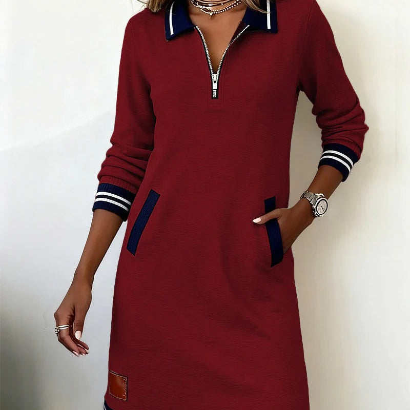 Damen Elegantes Langarmkleid aus Baumwolle