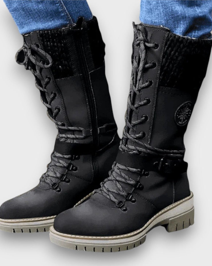 Shantal Schnürstiefel – Schlanker, vielseitiger Stil für den Alltag - Schwarz - Boots - Concept Fashionlab Boutique