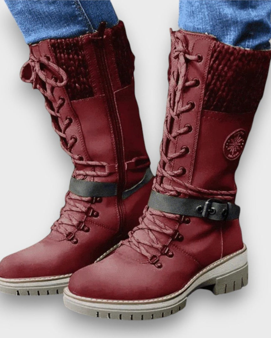 Shantal Schnürstiefel – Schlanker, vielseitiger Stil für den Alltag - Rot - Boots - Concept Fashionlab Boutique