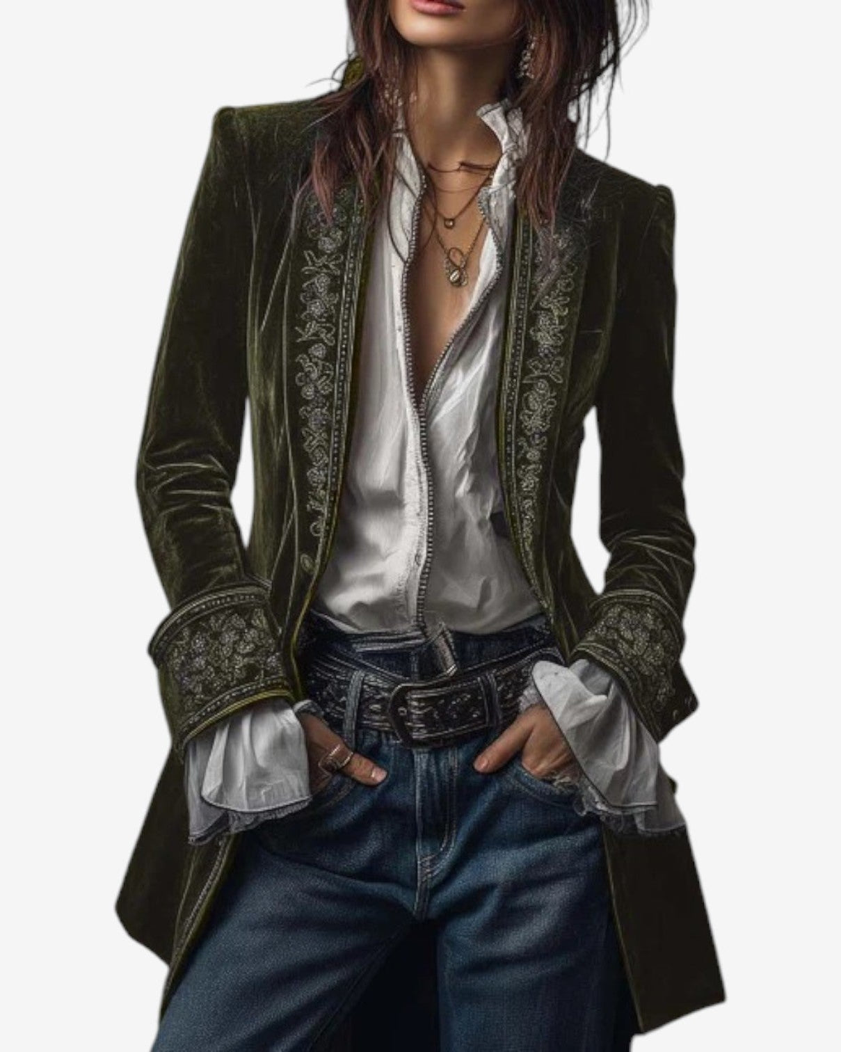 Quinlaya eleganter taillierter Blazer Damen - Grün - Damen > Kleider - Concept Fashionlab