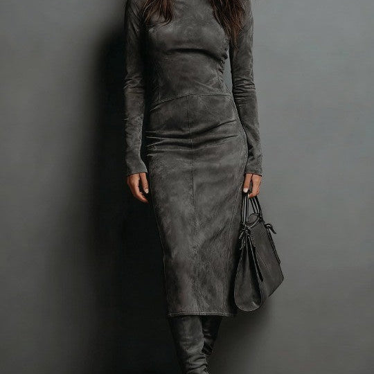 Ava Luxe Wildleder-Midikleid