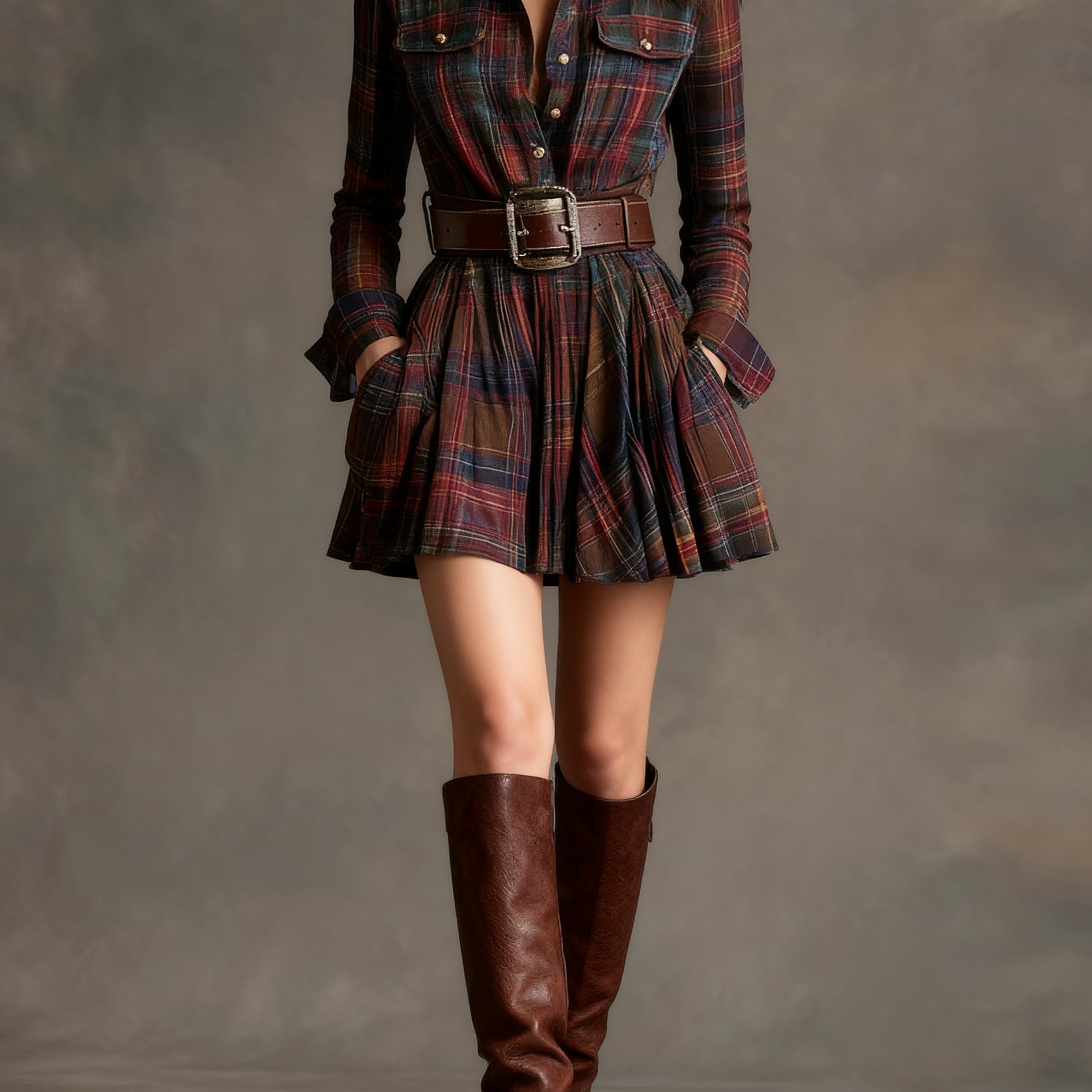 Damen Rubinrotes Shirtkleid im Vintage-Stil – Klassischer Retro-Charme