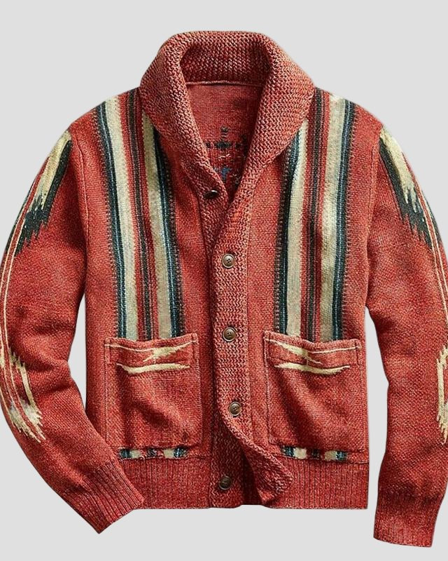 men Gebreide Adrian Vintage Jacquard Lapel Knit Cardigan Timeless Style, Cozy Comfort Vintage - - Cardigan - Concept Fashionlab