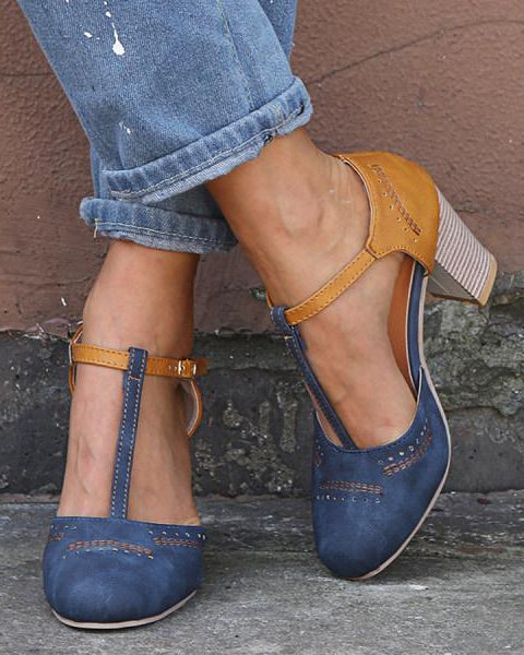 Damen T-Träger-Blockabsätze - - Damen > Heels - Concept Fashionlab