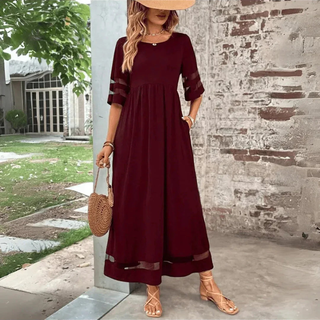 Schmeichelhaftes Kleid mit Bauchbedeckung Damen - Rot - Dress - Concept Fashionlab