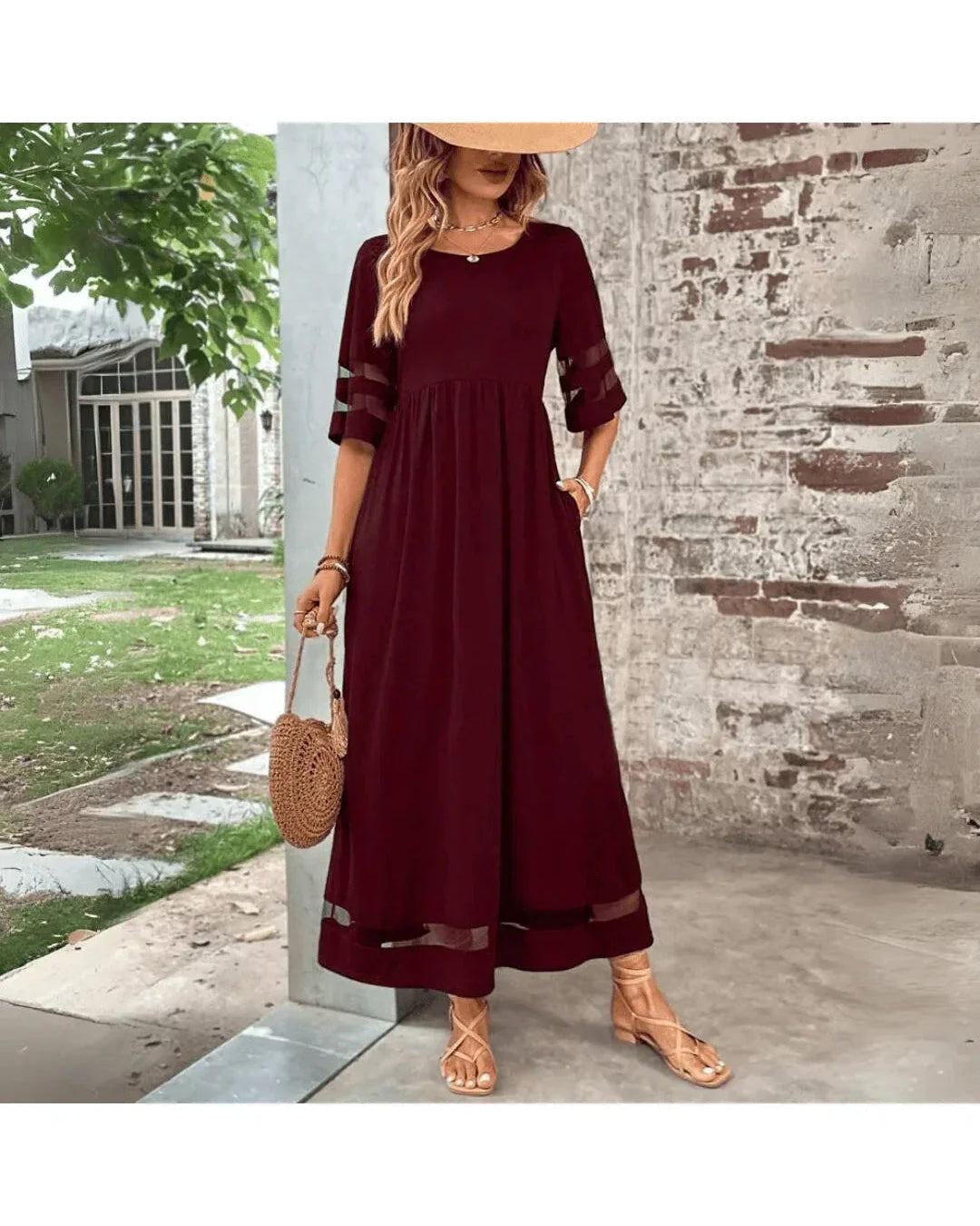 Schmeichelhaftes Kleid mit Bauchbedeckung Damen - Rot - Dress - Concept Fashionlab
