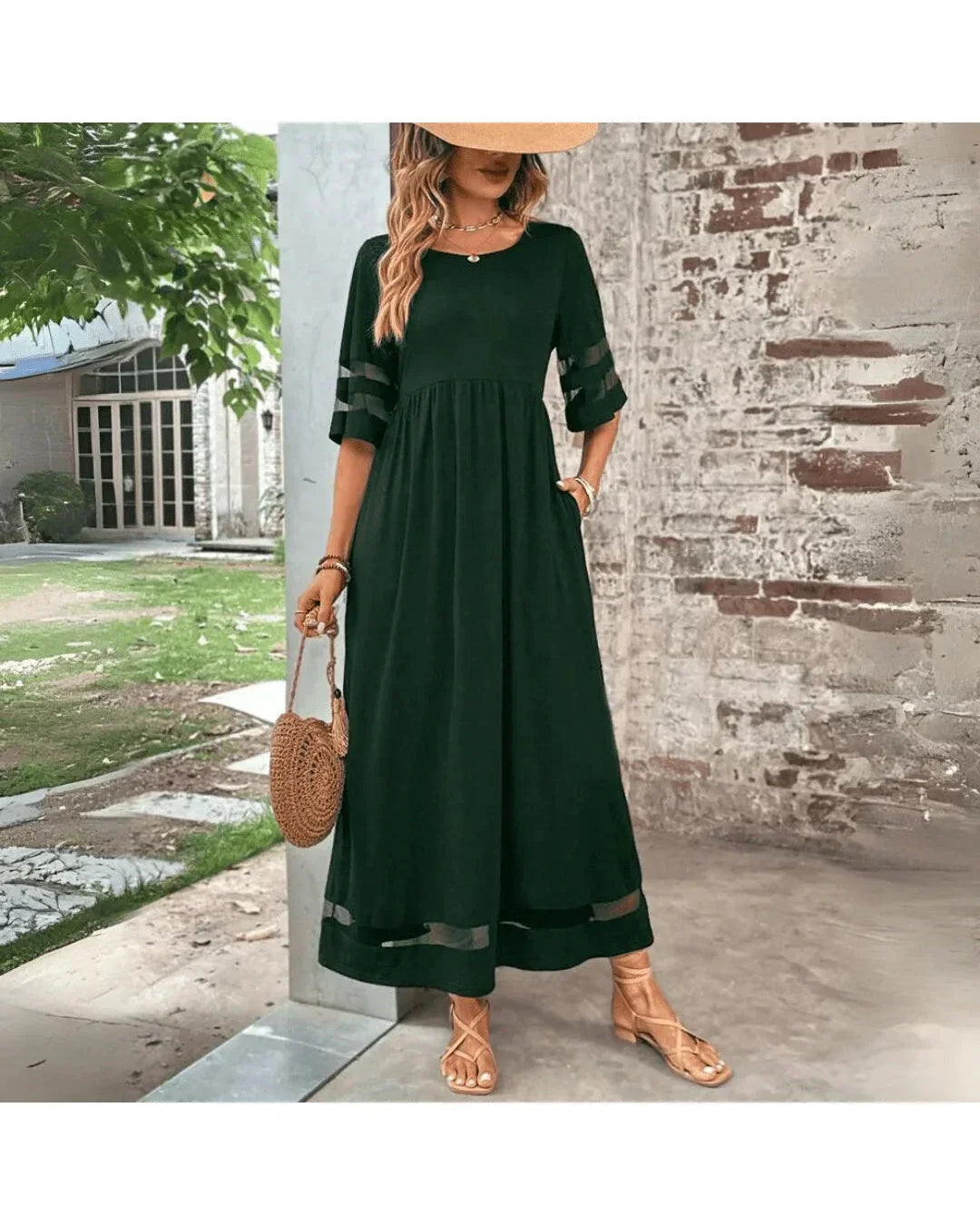 Schmeichelhaftes Kleid mit Bauchbedeckung Damen - Grün - Dress - Concept Fashionlab
