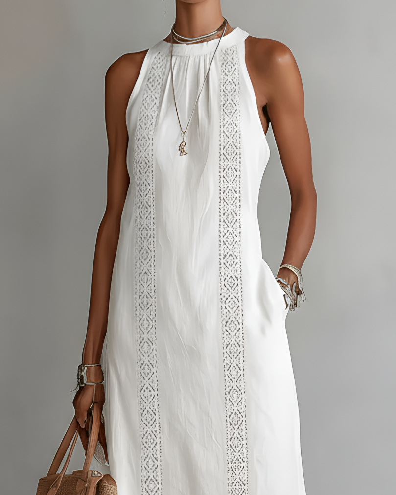 Jimena | Leinen-Midikleid mit Mao-Kragen - - - Cow Clothing