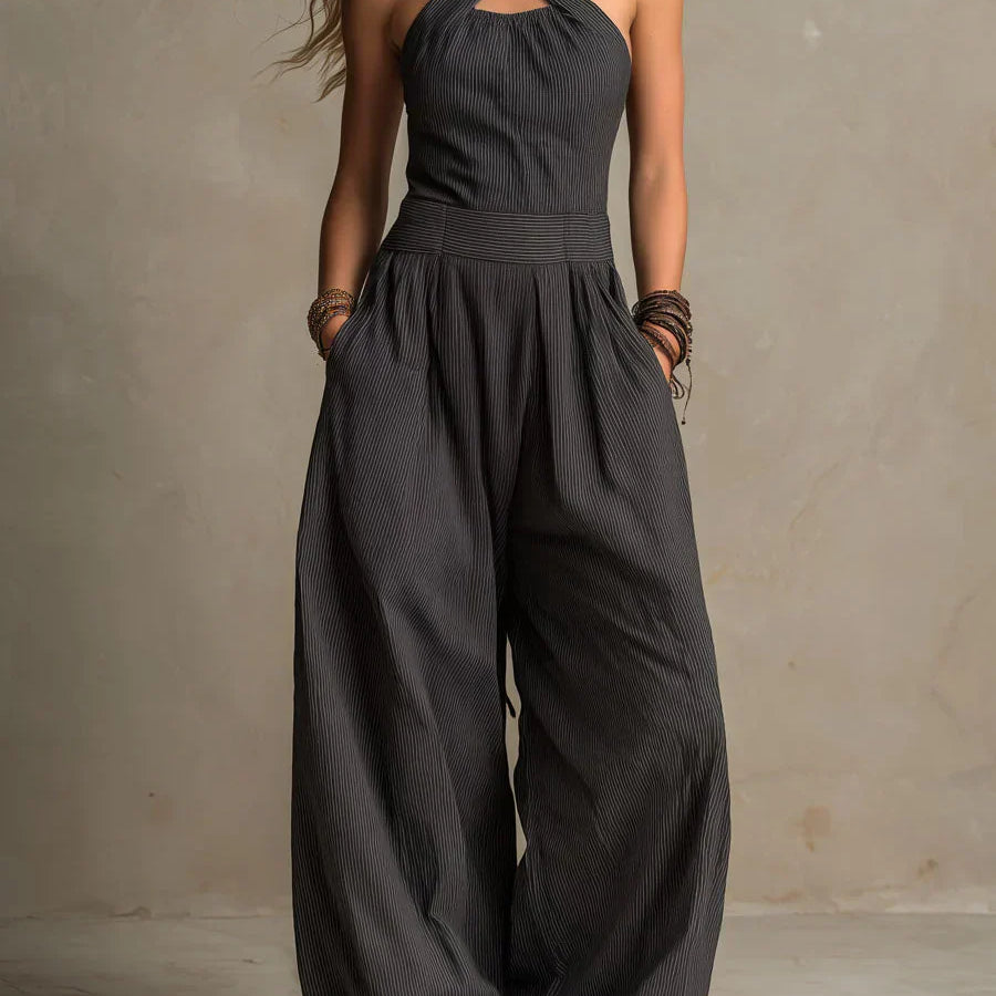 Bianca | Eleganter Overall mit Crossover-Ausschnitt - Schwarz - - DUUWE