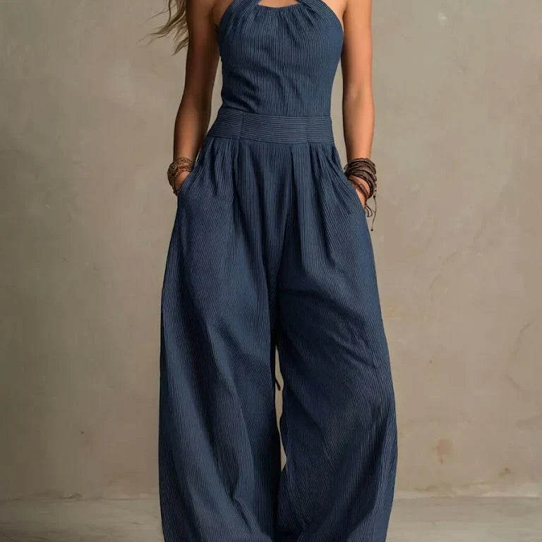 Bianca | Eleganter Overall mit Crossover-Ausschnitt - Marineblau - - DUUWE
