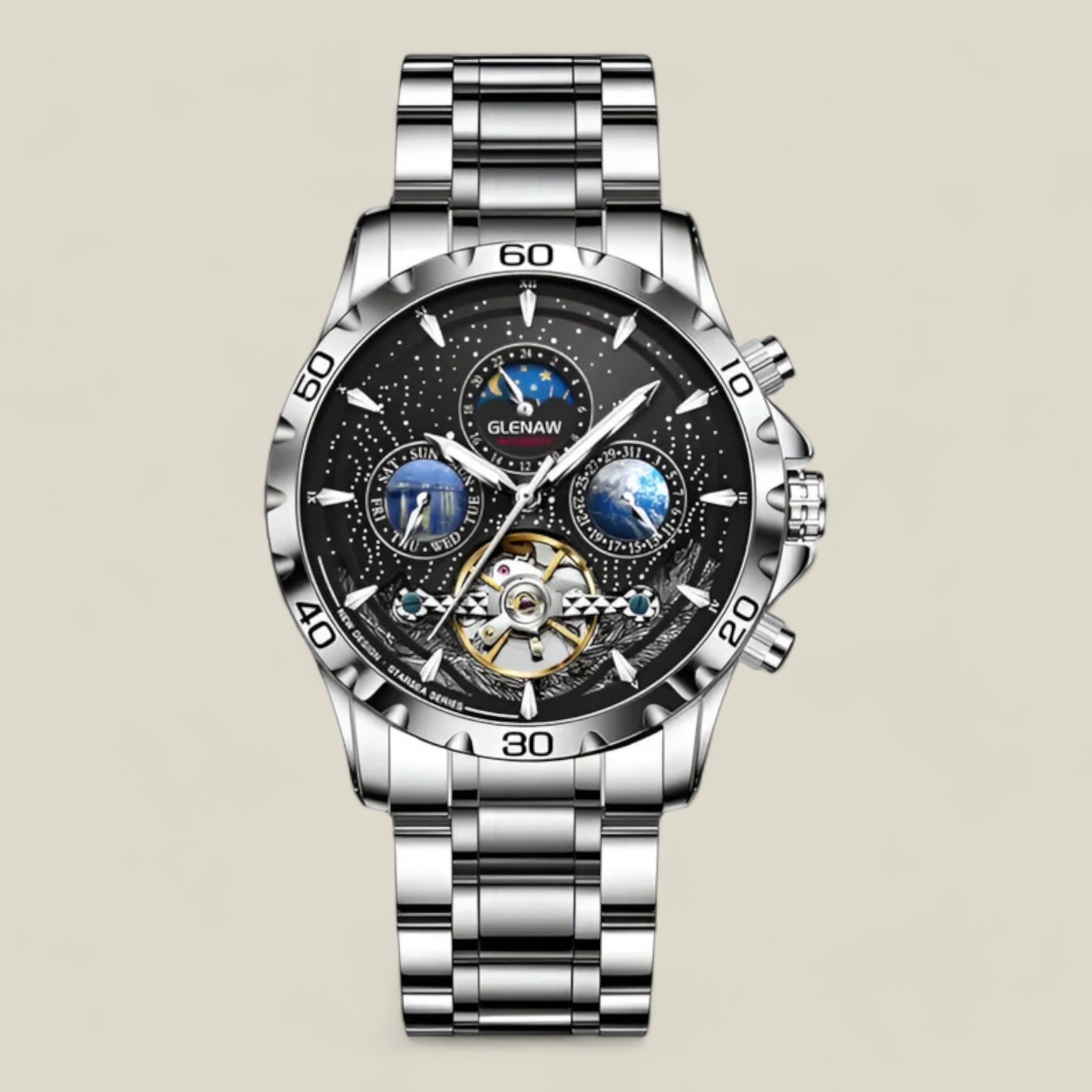Max | Sternenhimmel Uhr - Schwarz Silber - - Concept Fashionlab
